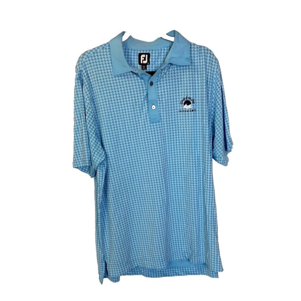 FJ FootJoy Golf Polo Shirt Mens Large Performance Paisley Blue Logo